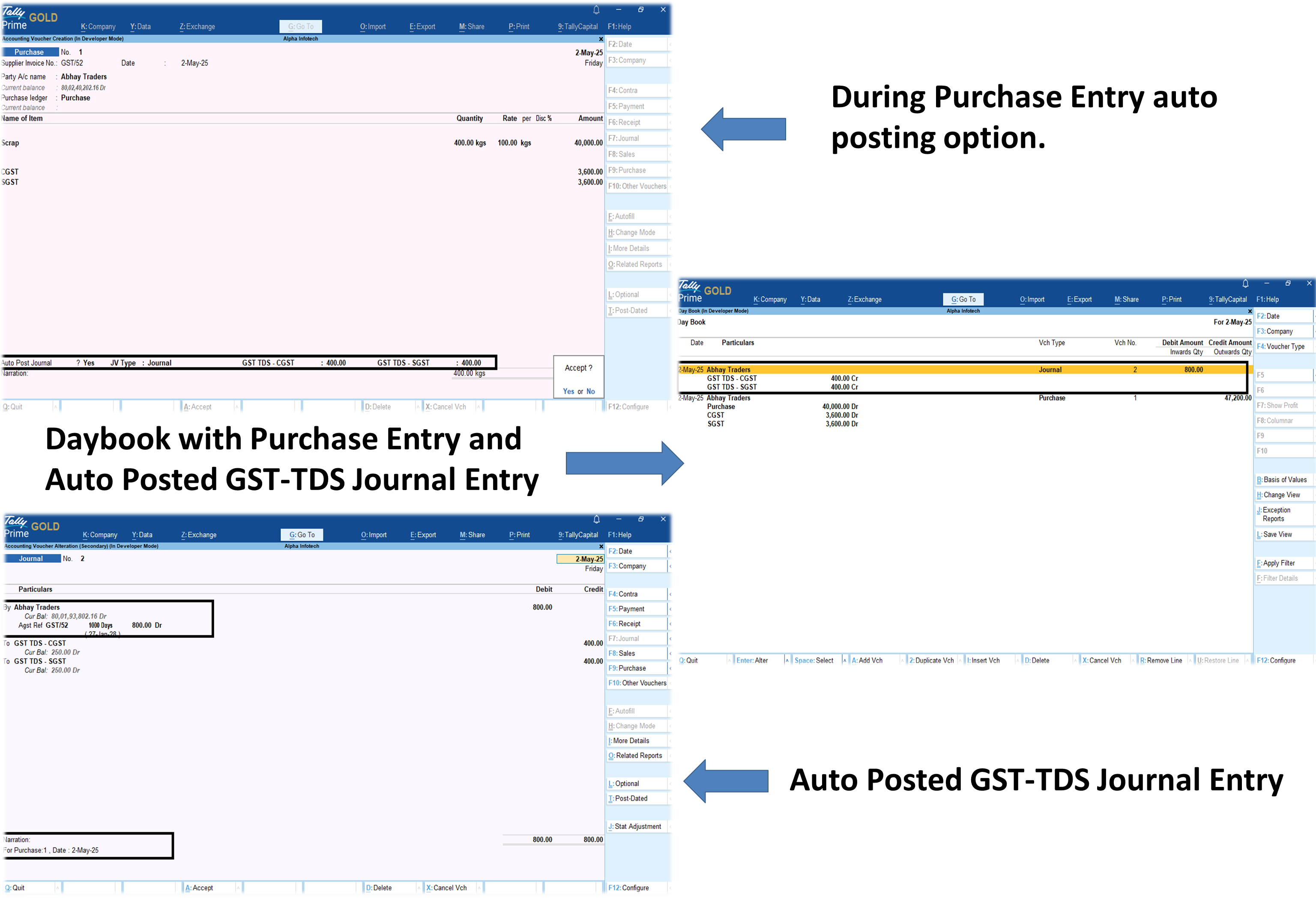 Auto GST TDS Journal Voucher Creation in Sales and Purchase